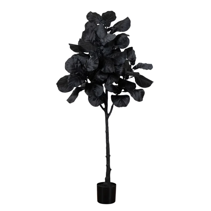 Nearly Natural 5ft. Artificial Halloween Black Fiddle Leaf Tree