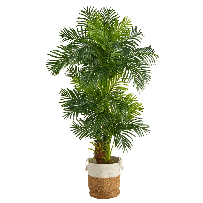 Nearly Natural 6ft. Hawaii Artificial Palm Tree in Handmade Jute and Cotton Planter