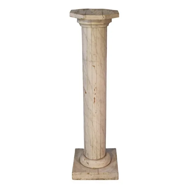 Neoclassical Wooden Column with Marble-Effect Paint, Early 20th Century