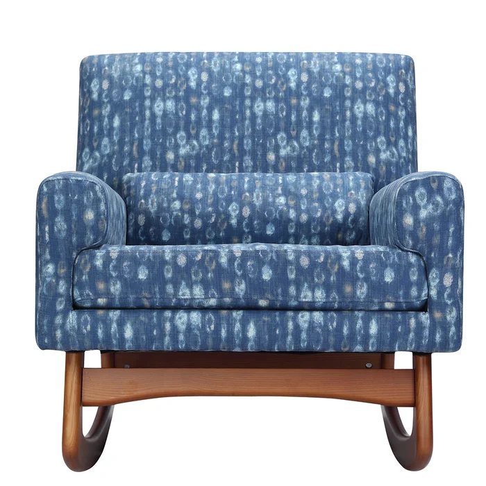 Nursery Works Sleepytime Rocker – Cosmo Cotton in Indigo with Walnut Legs
