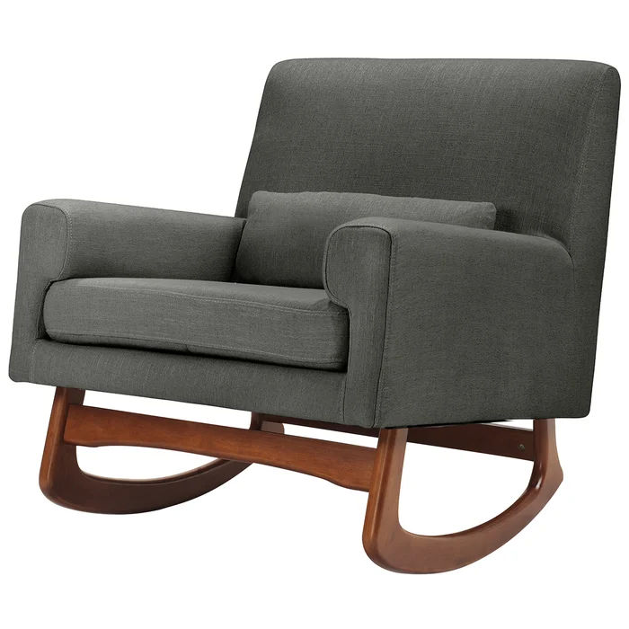 Nursery Works Sleepytime Rocker in Charcoal Weave Fabric with Walnut Legs