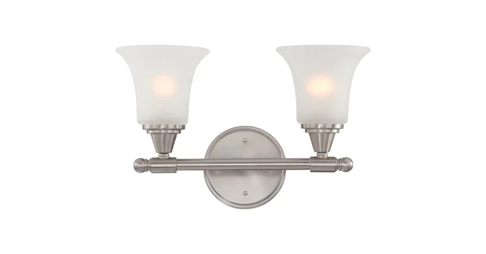 Nuvo Lighting Surrey 2 Light 16″ Wide Bathroom Vanity Light with Frosted Glass Shades