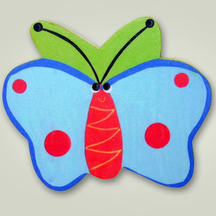 One World Kids Butterfly Blue/Green Back Set of 4 Drawer Knobs