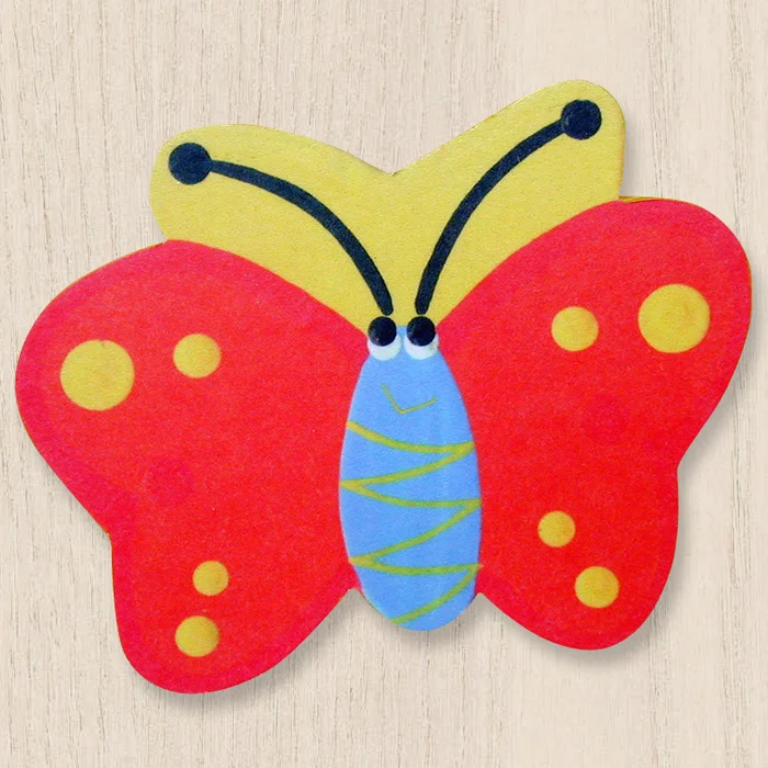 One World Kids Butterfly Red/Yellow Back Set of 4 Drawer Knobs