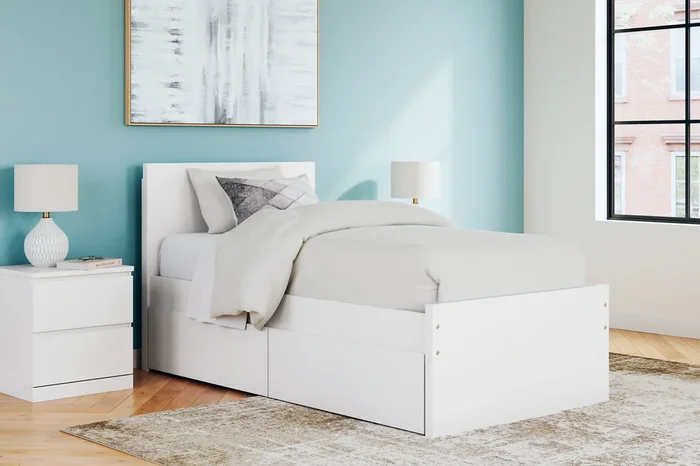 Onita White Twin Storage Platform Bed with 4 Drawers