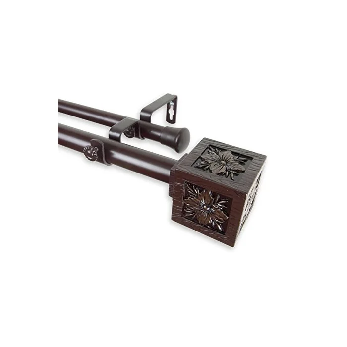 Ophelia 1 inch Double Curtain Rod 28-48 Inch – Mahogany