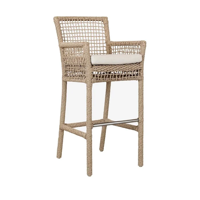 Outdoor Bar Stool Chair – Durable Aluminum Frame & Woven Rope Seat