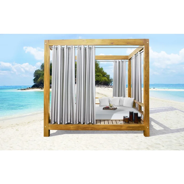Outdoor Decor Seascapes Stripe Grommet Panel Pair each 50 x 108 in Alloy Grey