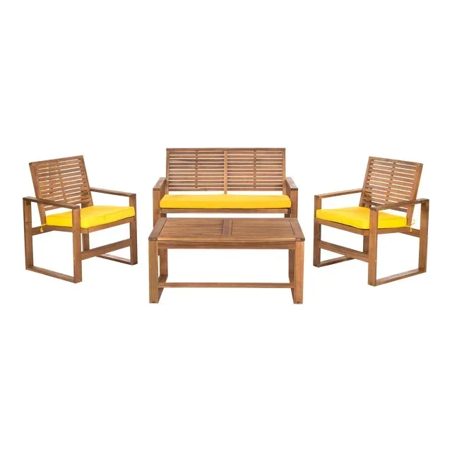 Outdoor Living Set in Brown & Yellow – 4 Pieces