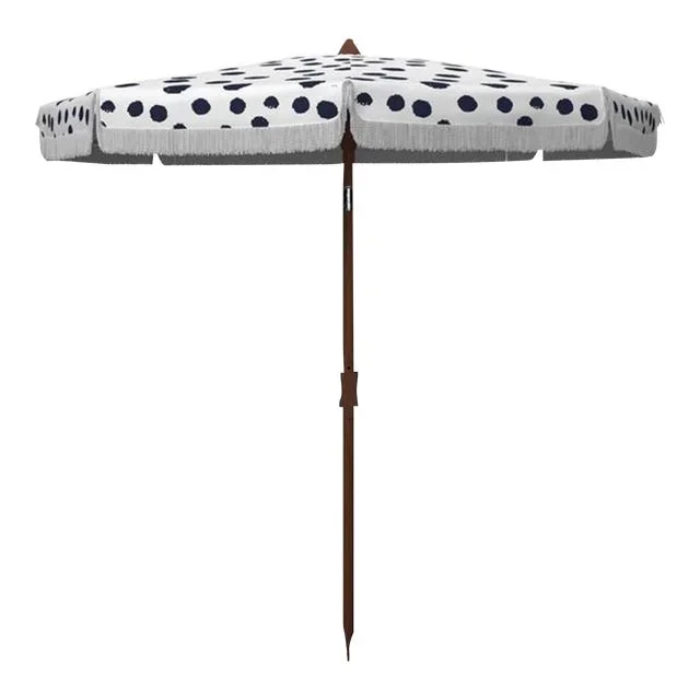 Outdoor Sydney 6.5 ft Umbrella – White/Navy Polka Dot