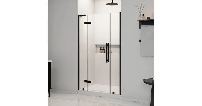 Ove Decors Tampa 72″ High x 48-1/16″ Wide Hinged Frameless Shower Door with Clear Glass