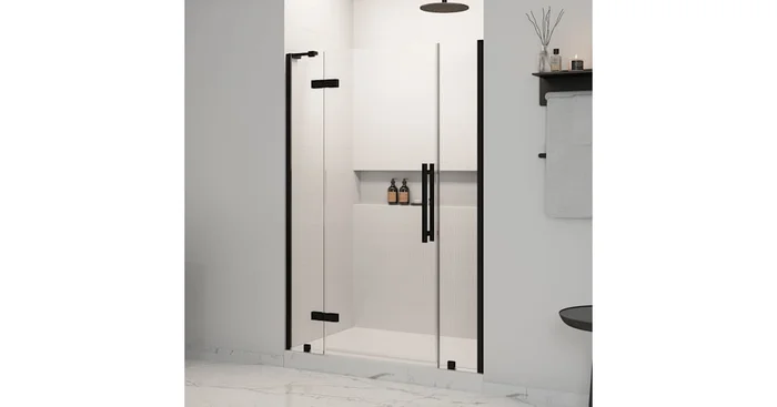 Ove Decors Tampa 72″ High x 54-1/16″ Wide Hinged Frameless Shower Door with Clear Glass