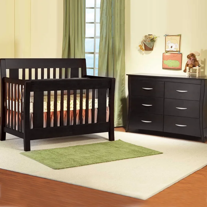 Pali 2 Piece Nursery Set – Emilia Convertible Crib and Trieste Double Dresser / Changer in Mocacchino