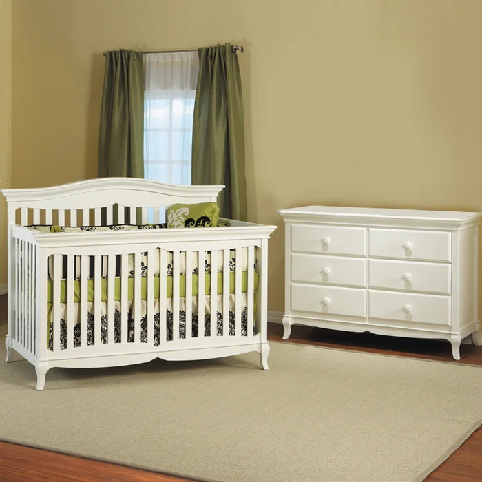 Pali 2 Piece Nursery Set – Mantova Convertible Crib and Double Dresser / Changer in White