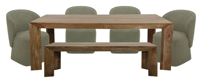 Parker House – Crossings – Downtown Dining 86 In. Rectangular Dining Table With 4 Upholstered Chairs – DDOW-6PC-86REC-B-4C-QMSG