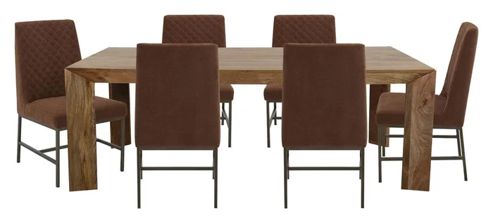 Parker House – Crossings – Downtown Dining 86 In. Rectangular Dining Table With 6 Upholstered Chairs – DDOW-7PC-86REC-DDIA-ELRS