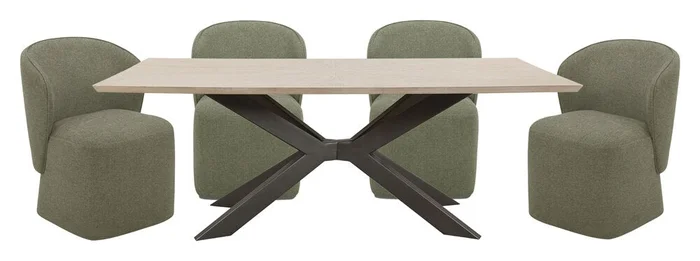 Parker House – Crossings – Monaco Dining 86 In. Rectangular Dining Table With 4 Upholstered Chairs – DMON-5PC-86REC-DBGO-QMSG