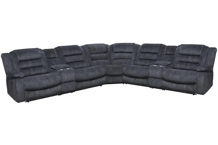 Parker Living – Bolton – Misty Storm 7 Piece Modular Reclining Sectional and Entertainment Console – MBOL-PACKT7-MISS
