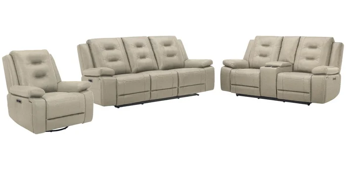 Parker Living – Caldwell – Tahoe Fog Power Reclining Sofa Loveseat and Recliner – MCAL-321PH-TAFG