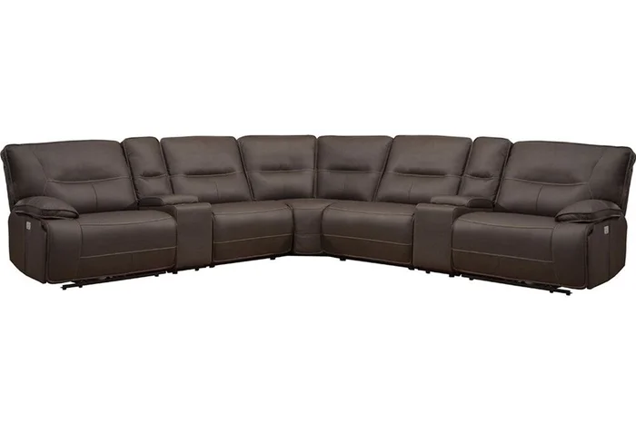 Parker Living – Spartacus – Chocolate 7 Piece Modular Power Reclining Sectional with Power Adjustable Headrests – MSPA-PACKT7(H)-CHO