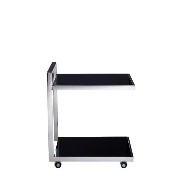 Pasargad Home Luxe Glass & Steel Serving Table