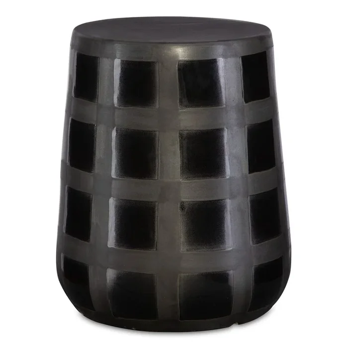 Patchwork Outdoor Stool in Black
