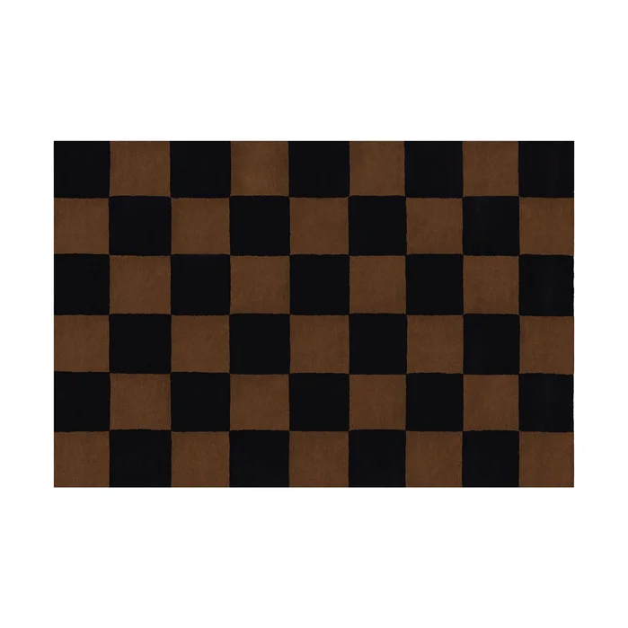 Pattern Black / Brown Check Rug