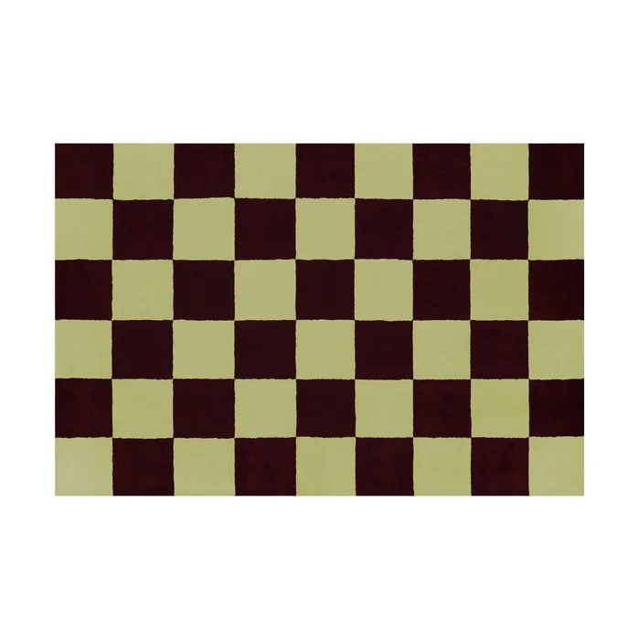 Pattern Burgundy / Pale Lime Check Rug