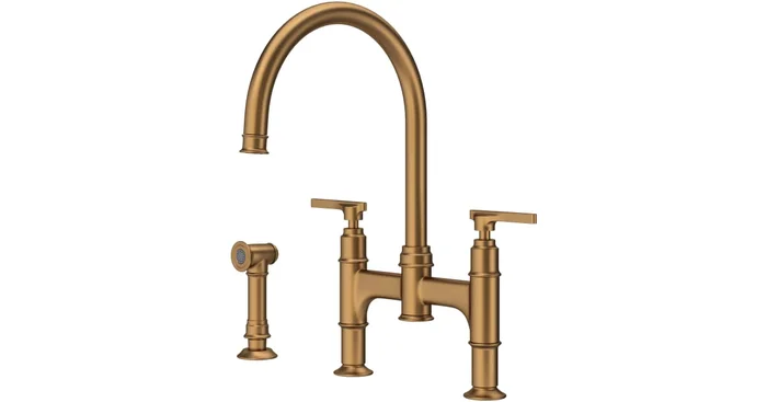 Perrin and Rowe Southbank 1.5 GPM Widespread Bridge Kitchen Faucet – Includes Side Spray