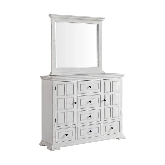 Picket House Furnishings – Hera Dresser and Mirror Set in Rustic White – B-15720-7-DRMR