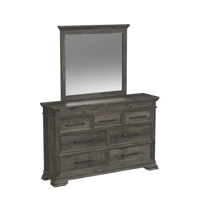 Picket House Furnishings – Hyde Dresser and Mirror Set in Charcoal – B-13130-8-DRMR