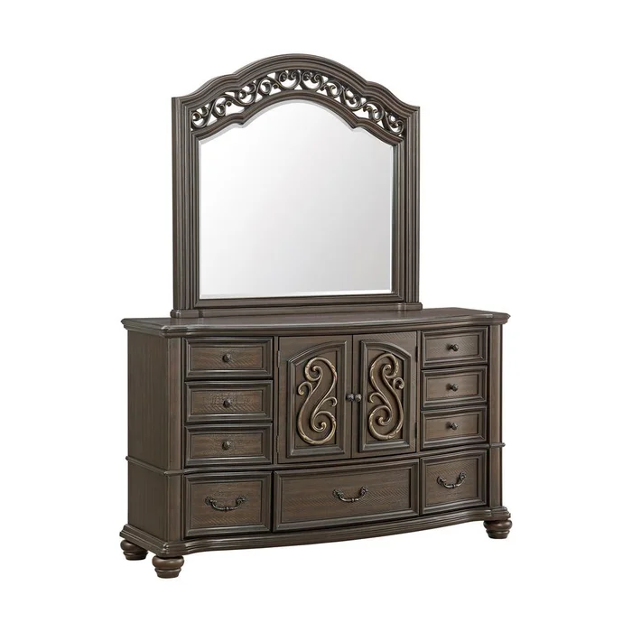 Picket House Furnishings – Rosalinda Dresser and Mirror Set in Mahogany – B-13070-5-DRMR