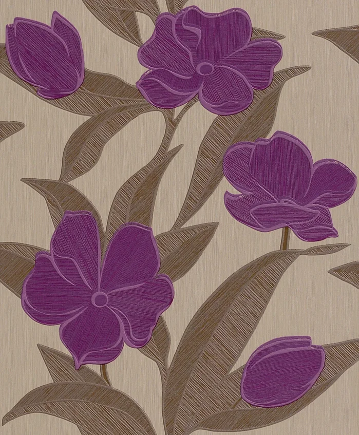Plaisir Purple Floral Wallpaper