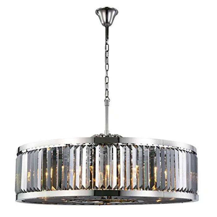 Polished Nickel Chandelier with Silver Shade and Royal Cut Crystal – Elegant Furniture