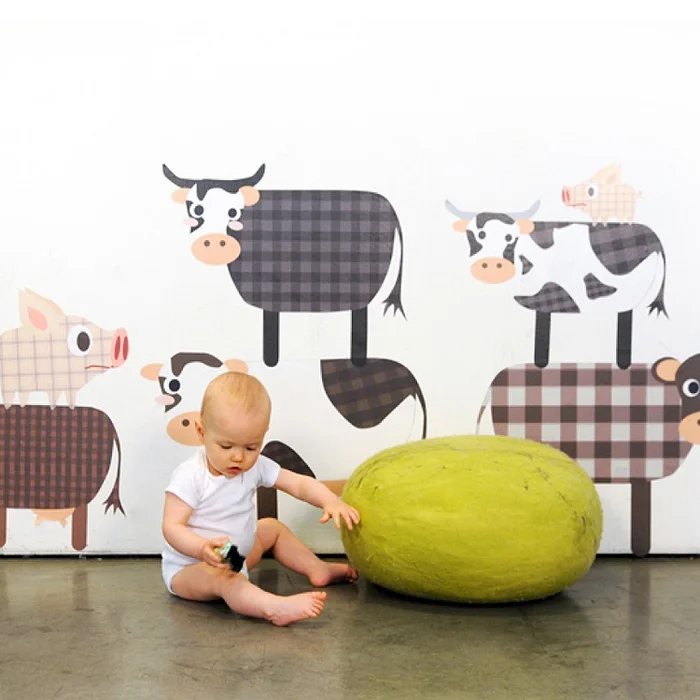 Pop and Lolli Grazing Cows Fabric Wall Decals