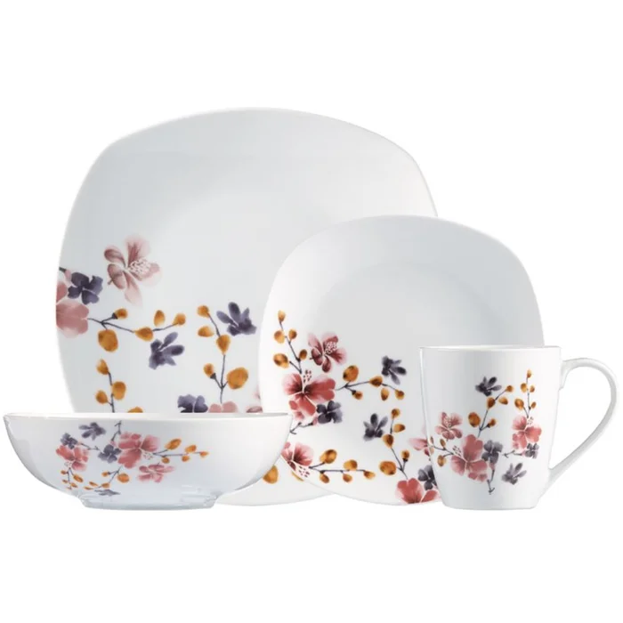 Premium Porcelain Dinnerware Set 16PC White Bloom – S & Co.