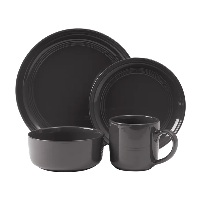 Premium Stoneware Dinnerware Set – Black Harmony 16PC – DOTCOM Specialty Line