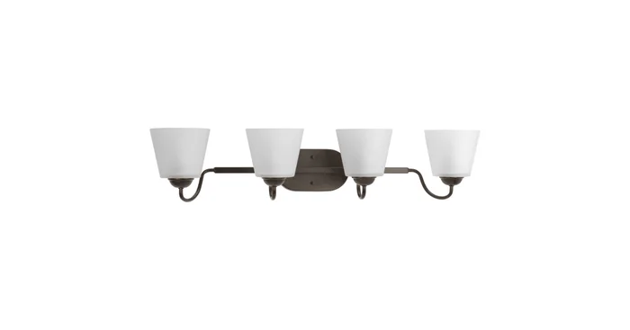 Progress Lighting Arden 34″ Wide 4 Light Vanity Light with Etched Glass Shades
