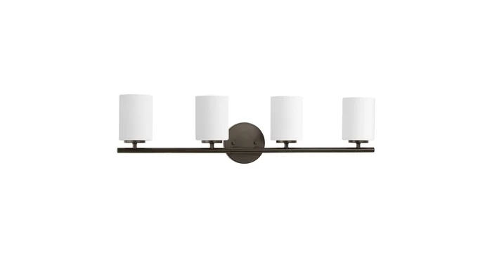 Progress Lighting Replay 4 Light 31″ Wide Bathroom Vanity Light with Etched Glass Shades