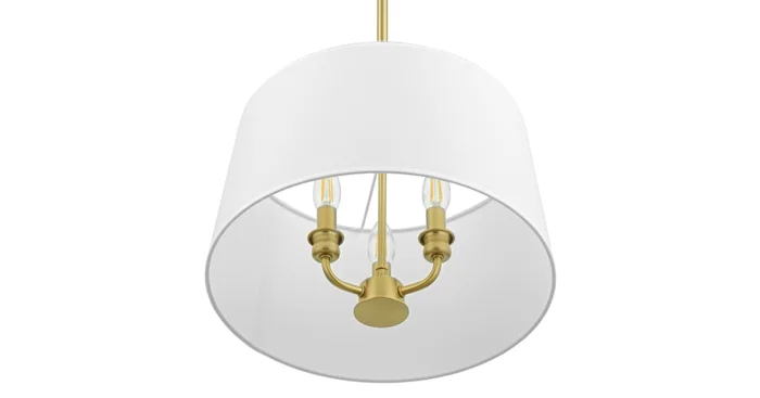 Prominence Home Billet 3 Light 15″ Wide Pendant with Cotton Shade