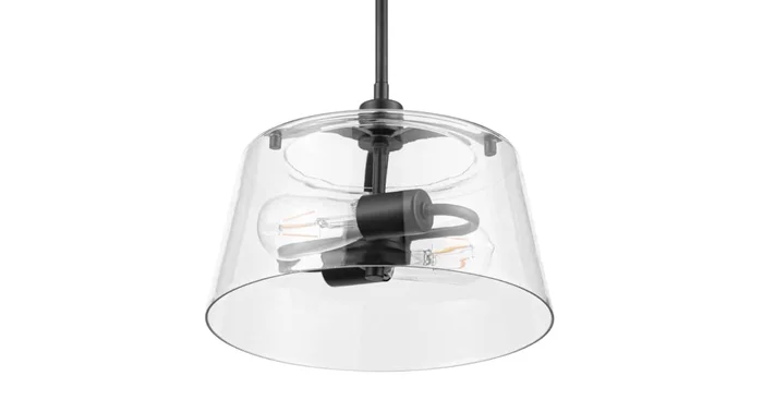 Prominence Home Fairendale 2 Light 12″ Wide Pendant with Clear Glass Shade