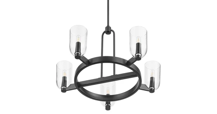 Prominence Home Hansley 5 Light 26″ Wide Chandelier with Clear Glass Shades