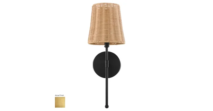 Quorum International Fairview 17″ Tall Wall Sconce with Woven Rattan Shade