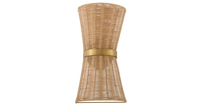 Quorum International Fairview 2 Light 15″ Tall Wall Sconce with Woven Rattan Shade