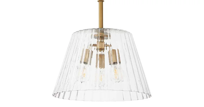 Quorum International Lawton 3 Light 16″ Wide Pendant with Clear, Ribbed Glass Shade