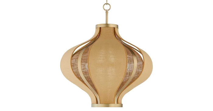 Quorum International Monroe 3 Light 24″ Wide Pendant with Woven Burlap Shade