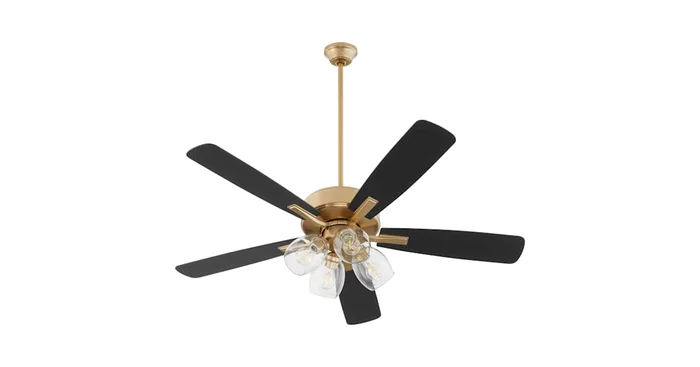 Quorum International Ovation 52″ 5 Blade 4 Light Indoor Ceiling Fan with Clear Glass Shades