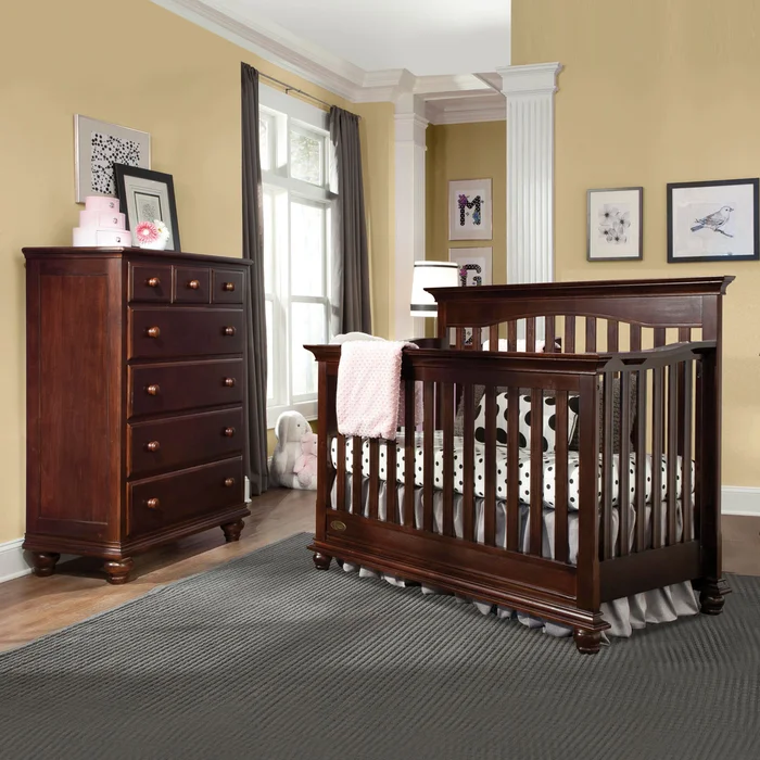 Ragazzi Classico 2 Piece Nursery Set – Convertible Crib and 5 Drawer Dresser in Espresso