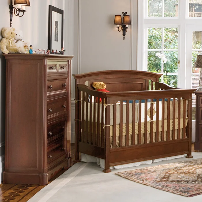 Ragazzi Pompei 2 Piece Nursery Set – Convertible Crib and 5 Drawer Dresser in Antique Cherry
