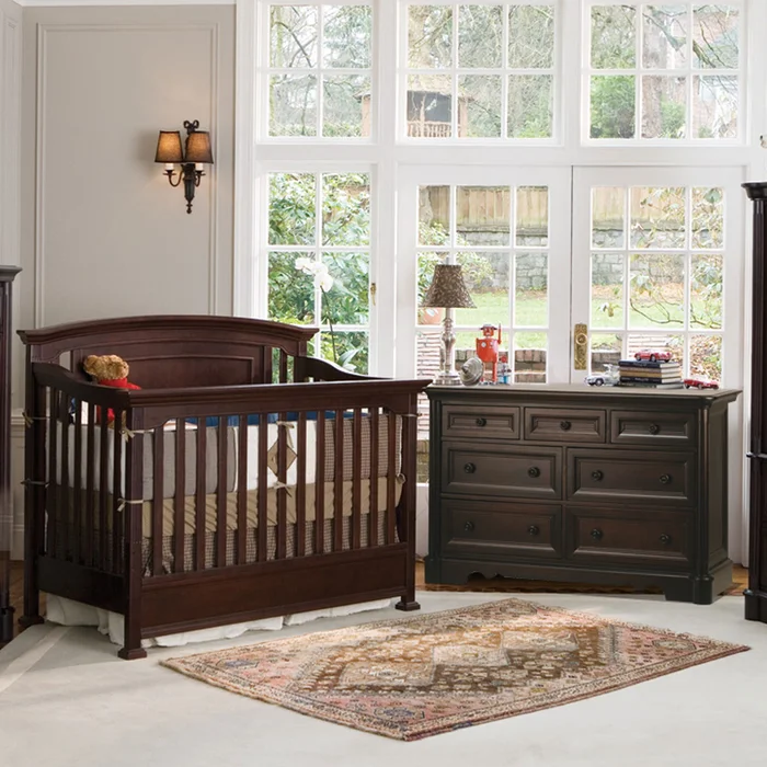 Ragazzi Pompei 2 Piece Nursery Set – Convertible Crib and 7 Drawer Dresser in Espresso
